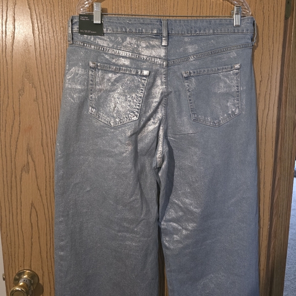 Nwt.Wild Fable Womens High Rise Wide Metallic Relaxed Baggy Jeans sz14 - Picture 3 of 6
